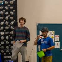 2 BYOB staff making announcements before the awards presentation